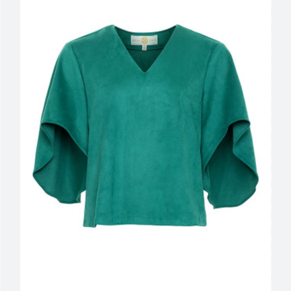 Anna Cate Woman’s Nina Suede Blouse Top in Peacock Size Small $225 retail
